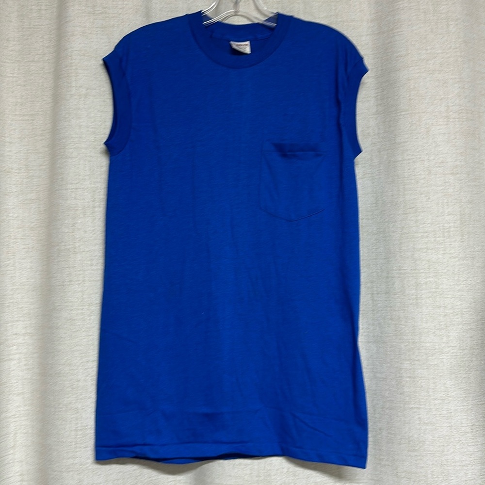 SALE McGREGOR USA  royal blue stretch jersey pullover sleeveless pocket T shirt